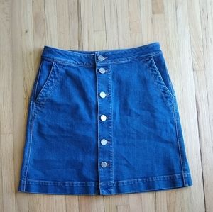 Loft Denim Skirt with Button Detail, Size 2